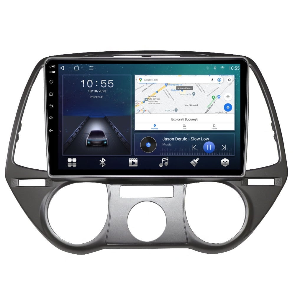 Navigatie dedicata cu Android Hyundai i20 2008 - 2012, clima manuala, 2GB RAM, Radio GPS Dual Zone, Display HD QLED 9