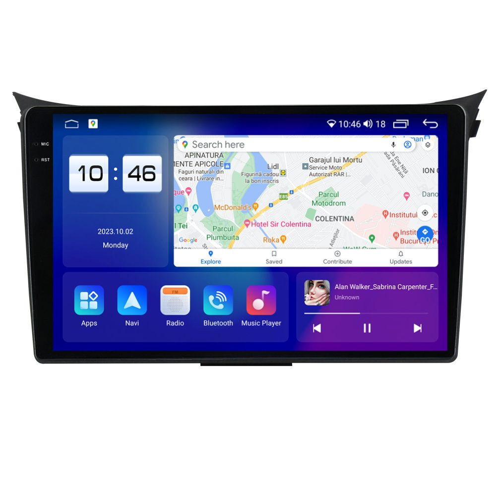 Navigatie dedicata cu Android Hyundai i30 2011 - 2017, 8GB RAM, Radio GPS Dual Zone, Display 2K QLED 9.5