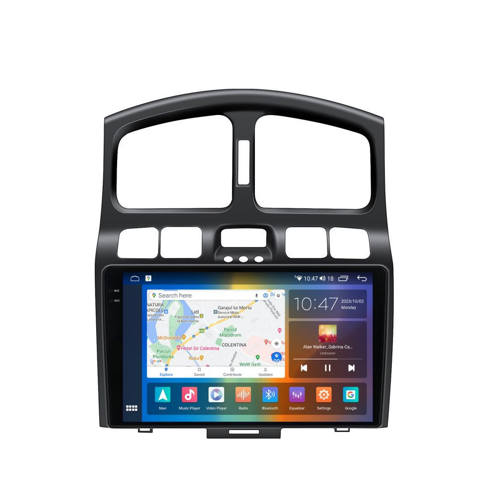 Navigatie dedicata cu Android Hyundai Santa Fe I 2000 - 2006, 4GB RAM, Radio GPS Dual Zone, Display 2K QLED 9.5