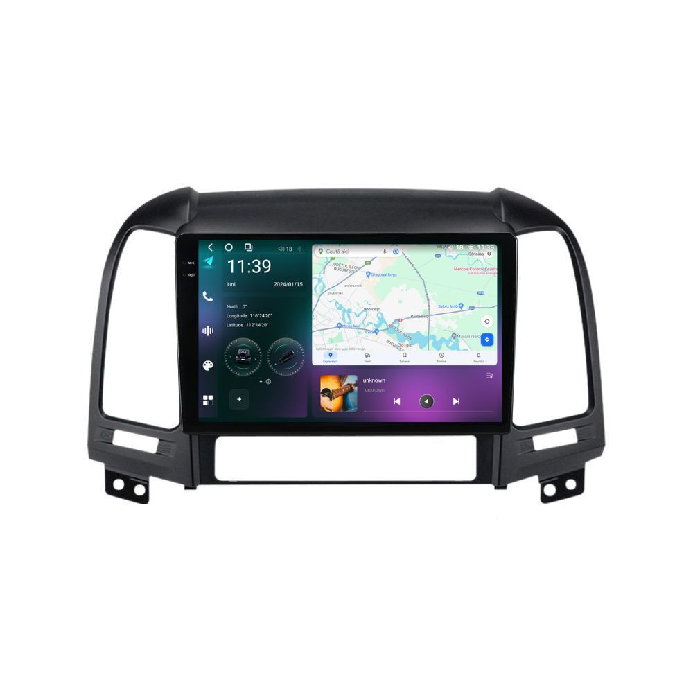 Navigatie dedicata cu Android Hyundai Santa Fe II 2006 - 2012, 12GB RAM, Radio GPS Dual Zone, Display 2K QLED 9.5