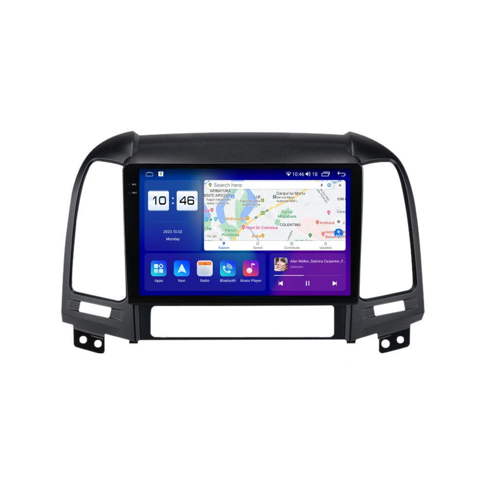 Navigatie dedicata cu Android Hyundai Santa Fe II 2006 - 2012, 8GB RAM, Radio GPS Dual Zone, Display 2K QLED 9.5