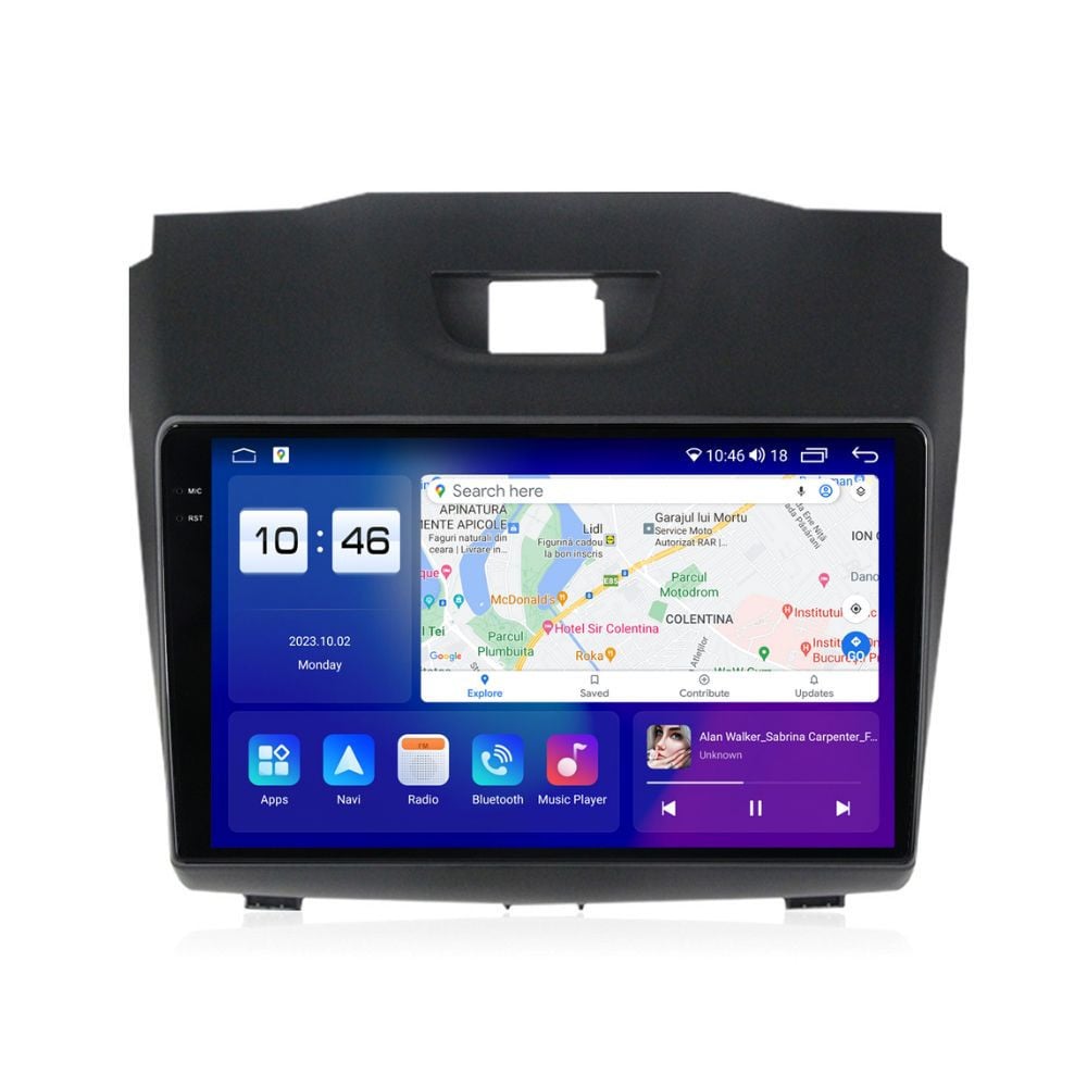 Navigatie dedicata cu Android Isuzu D-Max II 2012 - 2020, 4GB RAM, Radio GPS Dual Zone, Display 2K QLED 9.5