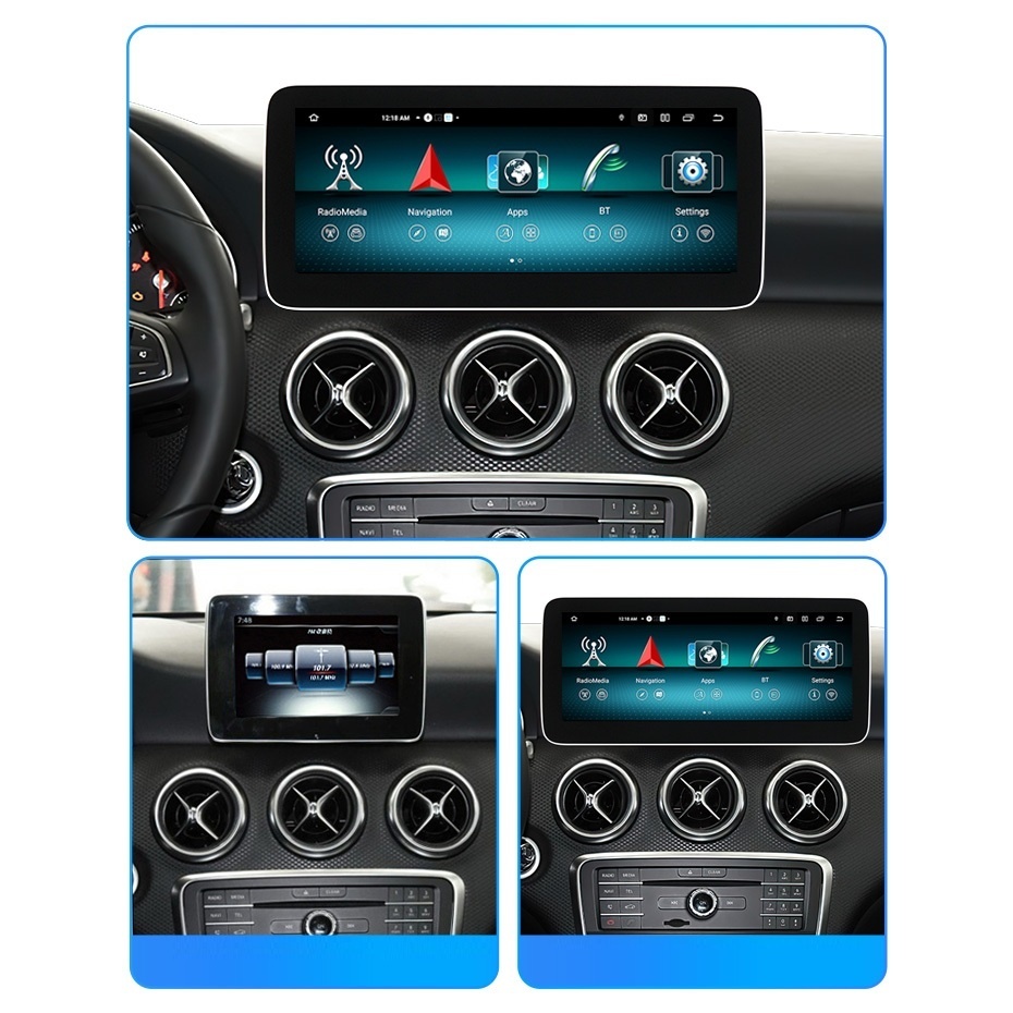 Navigatie dedicata cu Android Mercedes A-Class W176 2012 - 2015 cu navigatie NTG 4.5 / 4.7, 6GB RAM, Radio GPS Dual Zone, Display QLED 12.3