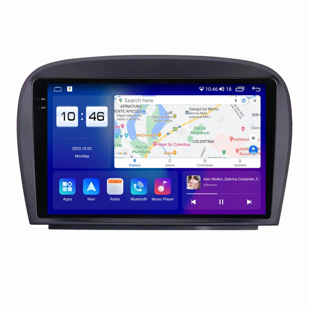 Navigatie dedicata cu Android Mercedes SL R230 2001 - 2012, 4GB RAM, Radio GPS Dual Zone, Display 2K QLED 9.5