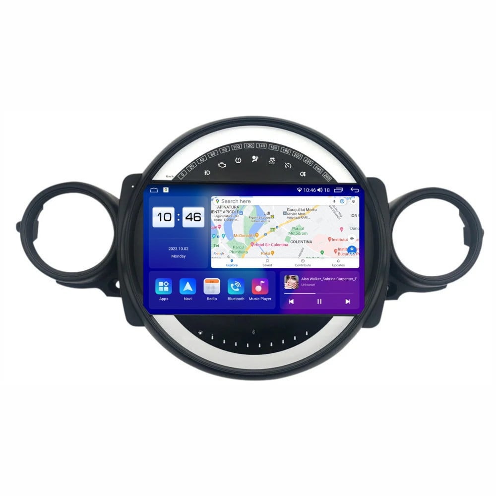 Navigatie dedicata cu Android Mini Cooper / One (R56, R57, R58, R59) 2006 - 2015, 8GB RAM, Radio GPS Dual Zone, Display 2K QLED 9.5