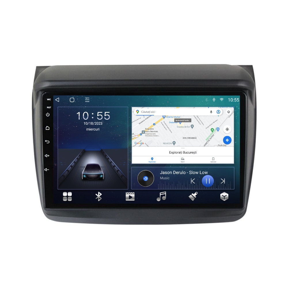 Navigatie dedicata cu Android Mitsubishi L200 2005 - 2015, 2GB RAM, Radio GPS Dual Zone, Display HD QLED 9