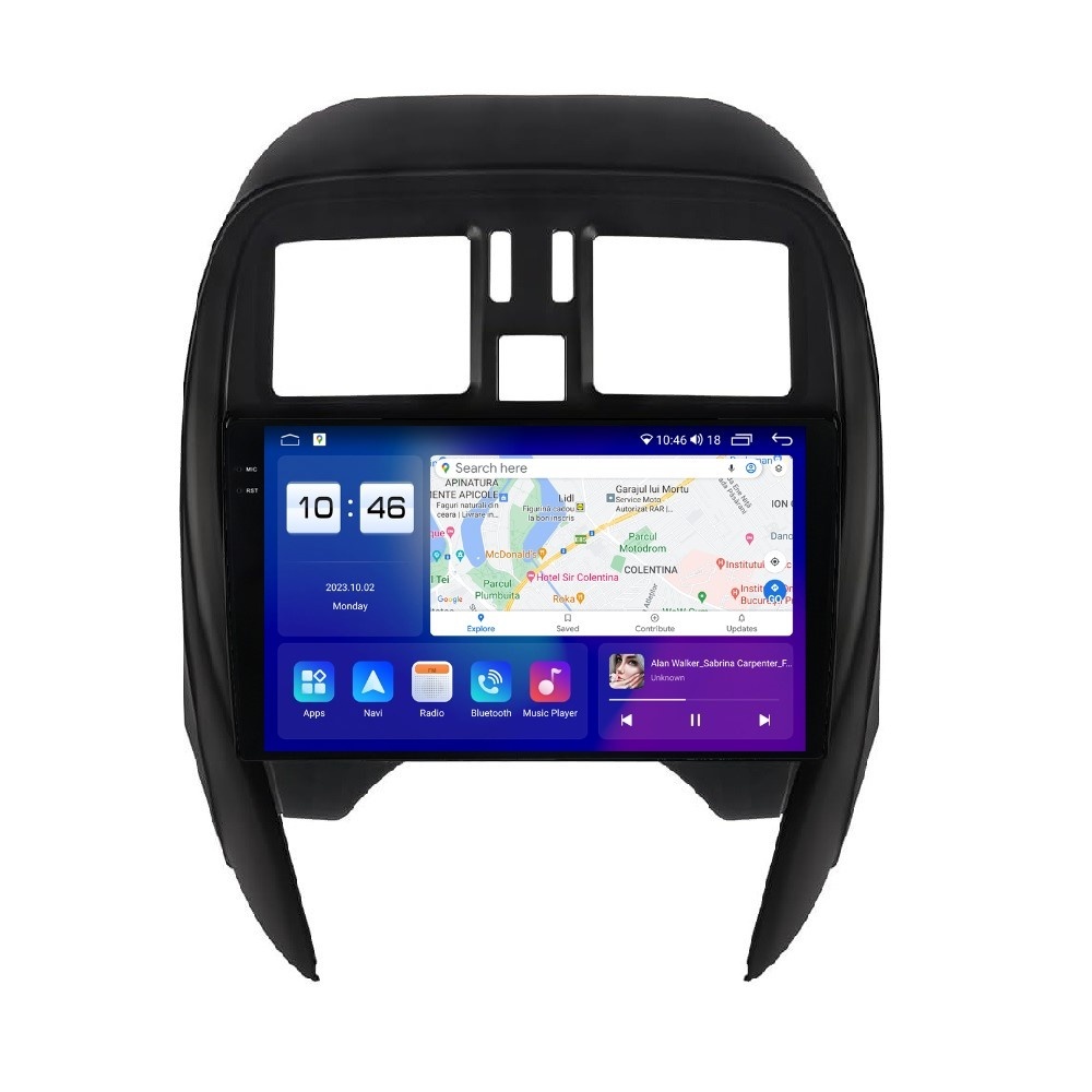 Navigatie dedicata cu Android Nissan Micra IV 2014 - 2017, 4GB RAM, Radio GPS Dual Zone, Display 2K QLED 9.5