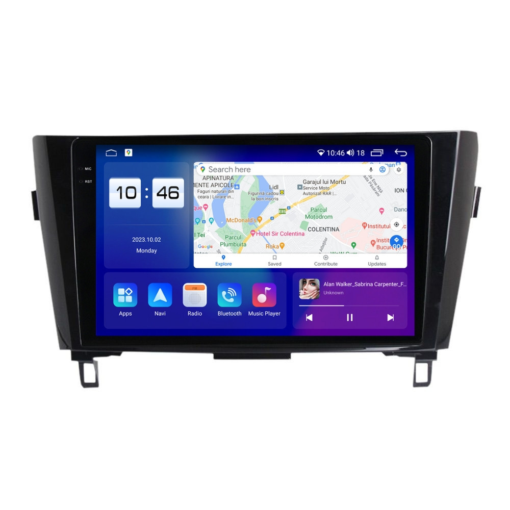 Navigatie dedicata cu Android Nissan Qashqai II 2014 - 2021, 8GB RAM, Radio GPS Dual Zone, Display 2K QLED 10.36