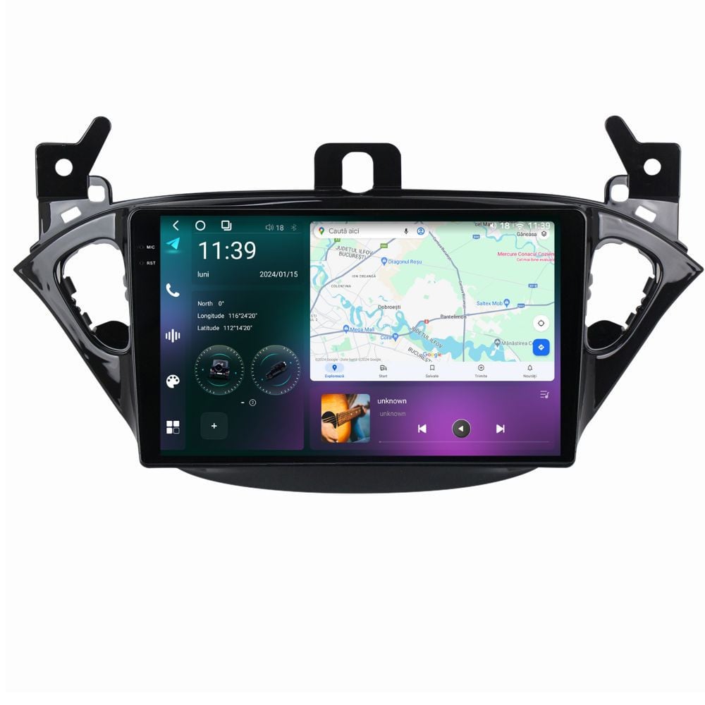 Navigatie dedicata cu Android Opel Corsa E 2014 - 2019, 12GB RAM, Radio GPS Dual Zone, Display 2K QLED 9.5