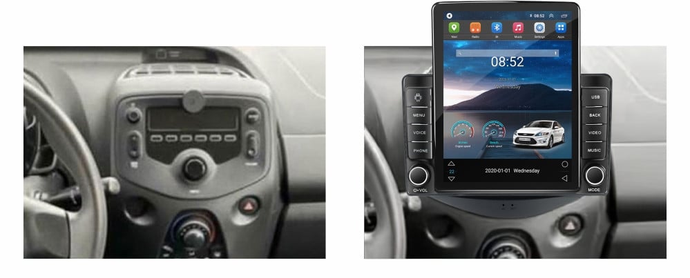 Navigatie dedicata cu Android Peugeot 108 2014 - 2022, 1GB RAM, Radio GPS Dual Zone, Touchscreen IPS 9.7