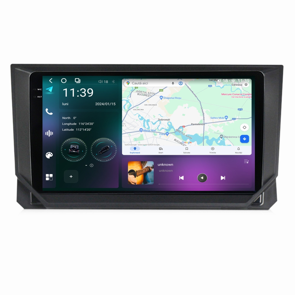 Navigatie dedicata cu Android Seat Ibiza V 2017 - 2021, 12GB RAM, Radio GPS Dual Zone, Display 2K QLED 9.5