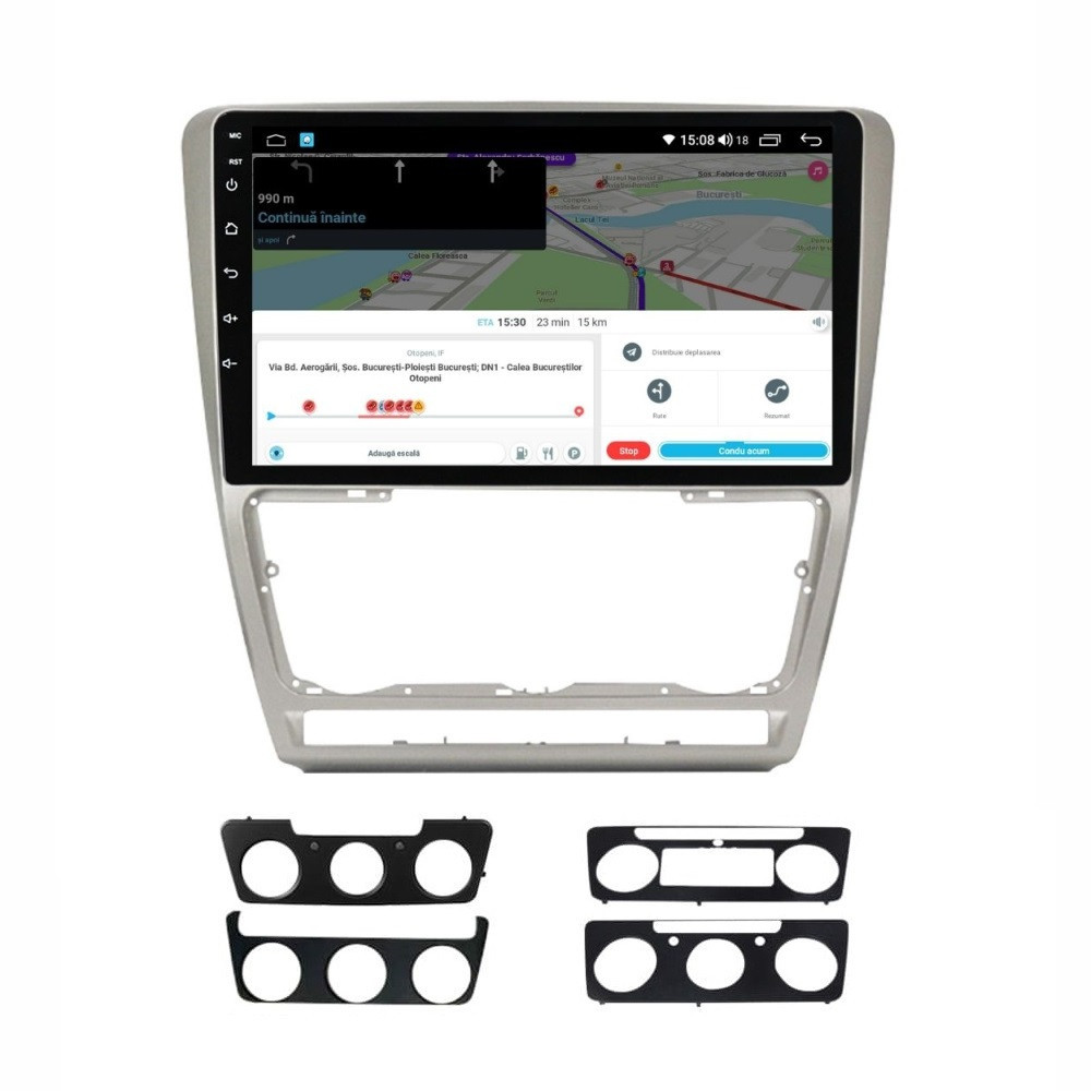 Navigatie dedicata cu Android Skoda Octavia II 2004 - 2013, gri, 6GB RAM, Radio GPS Dual Zone, Display HD QLED 10" Touchscreen, Internet Wi-Fi si slot SIM 4G, Bluetooth, MirrorLink, USB - Imagine 7