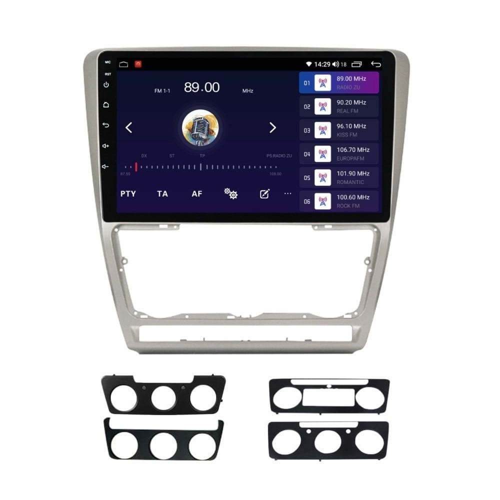 Navigatie dedicata cu Android Skoda Octavia II 2009 - 2013, gri, 4GB RAM, Radio GPS Dual Zone, Display HD QLED 10