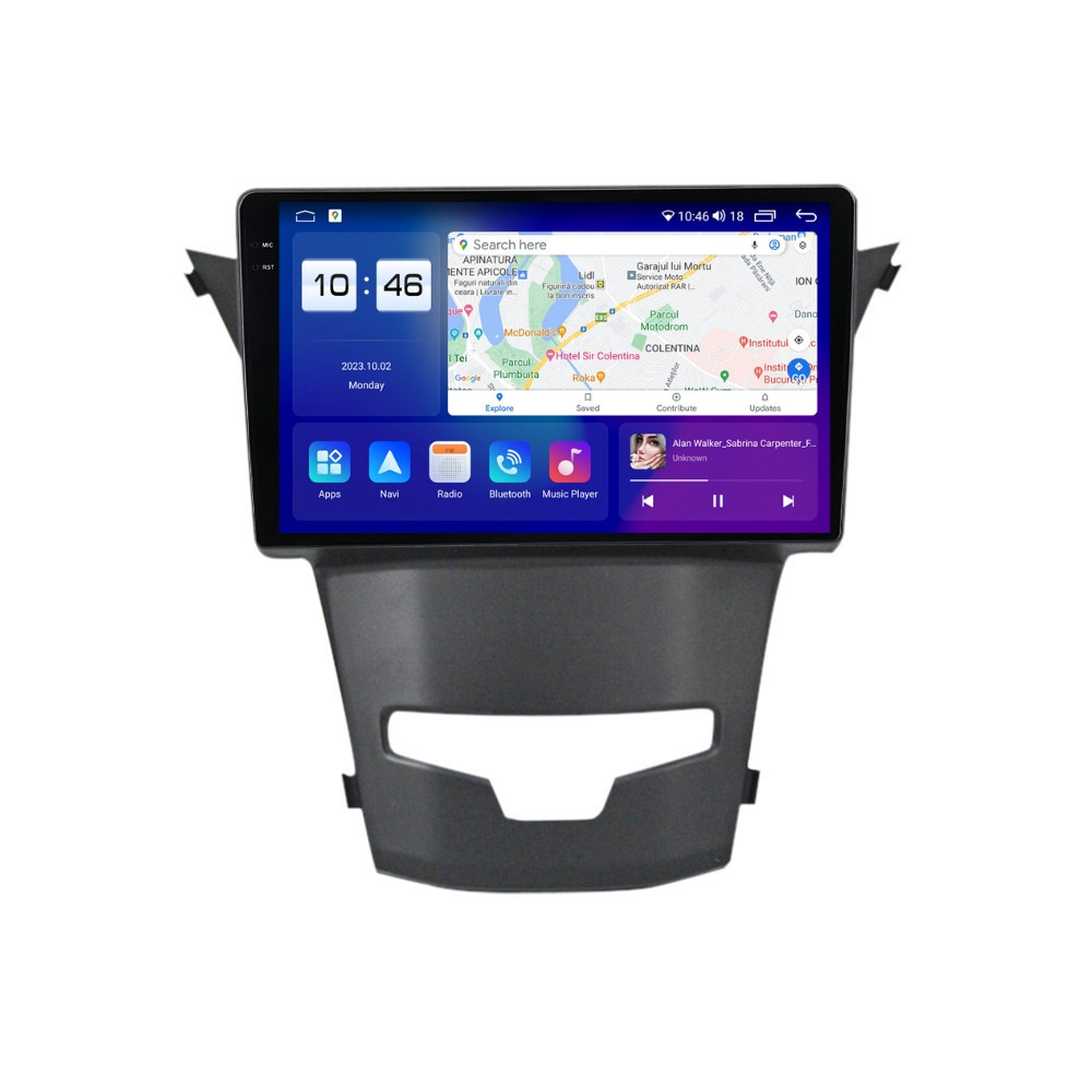 Navigatie dedicata cu Android Ssangyong Korando 2013 - 2019, 4GB RAM, Radio GPS Dual Zone, Display 2K QLED 9.5