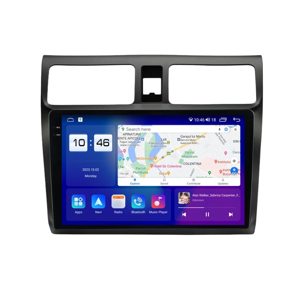 Navigatie dedicata cu Android Suzuki Swift III 2005 - 2010, 8GB RAM, Radio GPS Dual Zone, Display 2K QLED 10.36