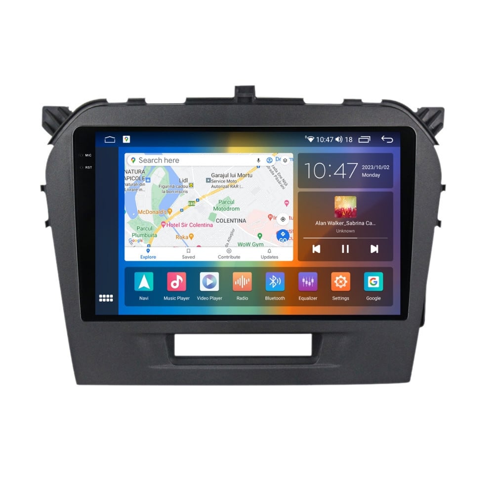 Navigatie dedicata cu Android Suzuki Vitara dupa 2015, 4GB RAM, Radio GPS Dual Zone, Display 2K QLED 9.5