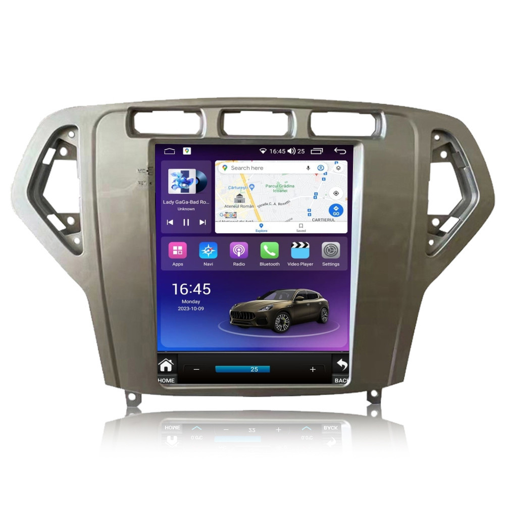 Navigatie dedicata cu Android tip tesla Ford Mondeo IV 2007 - 2011 clima automata, gri, 4GB RAM, Radio GPS Dual Zone, Touchscreen IPS 9.7