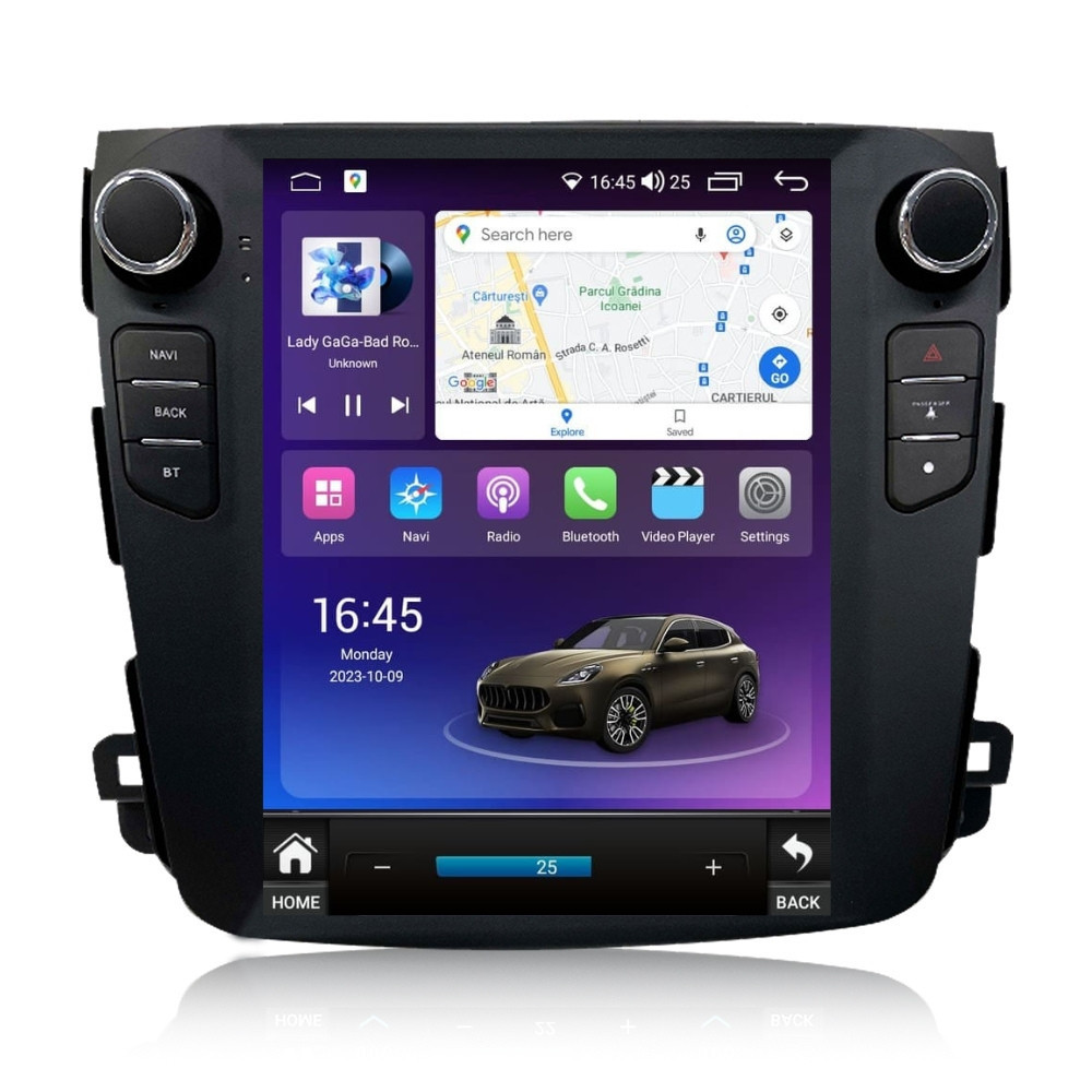 Navigatie dedicata cu Android tip tesla Mitsubishi Outlander II 2006 - 2012, 4GB RAM, Radio GPS Dual Zone, Touchscreen IPS 9.7