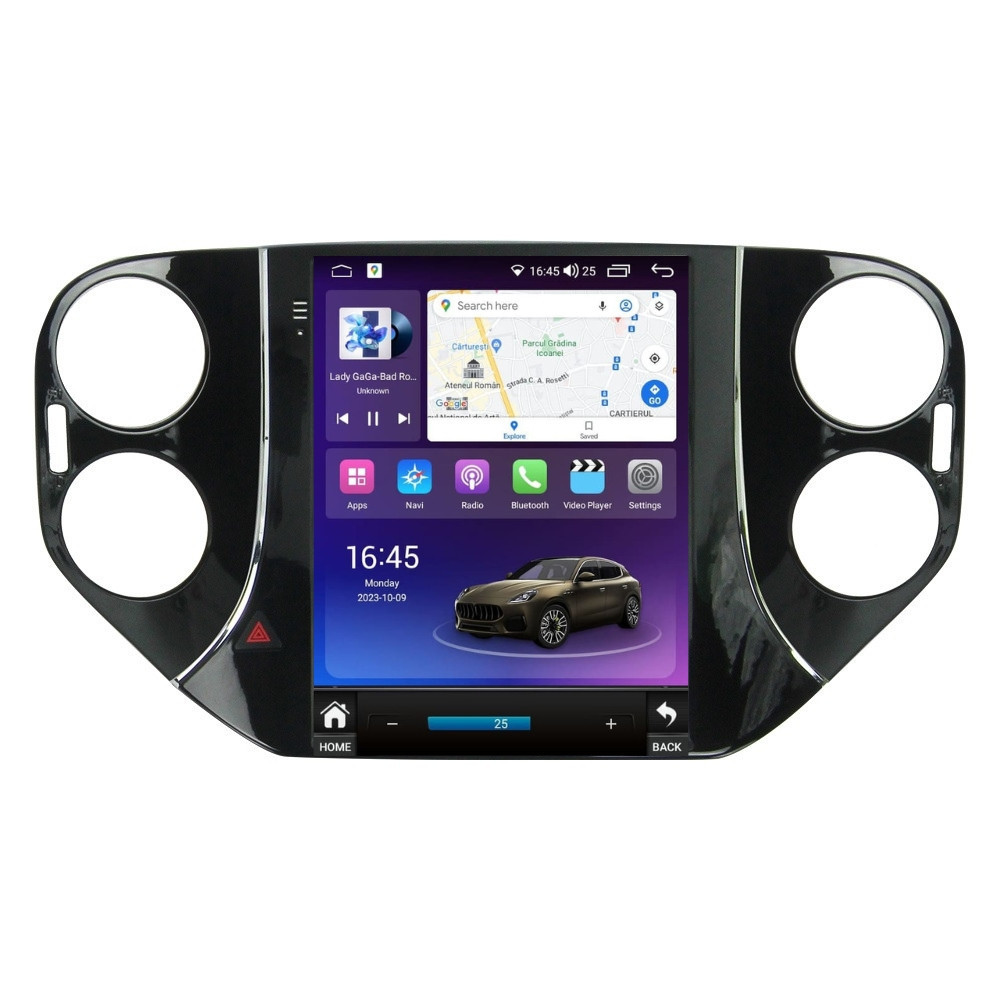 Navigatie dedicata cu Android tip tesla VW Tiguan I 2007 - 2012, 4GB RAM, Radio GPS Dual Zone, Touchscreen IPS 9.7