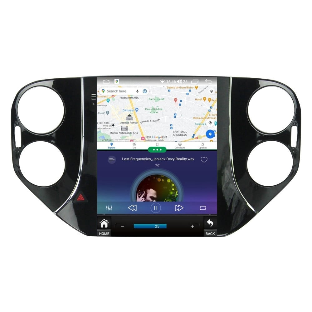 Navigatie dedicata cu Android tip tesla VW Tiguan I 2012 - 2018, 8GB RAM, Radio GPS Dual Zone, Touchscreen IPS 9.7