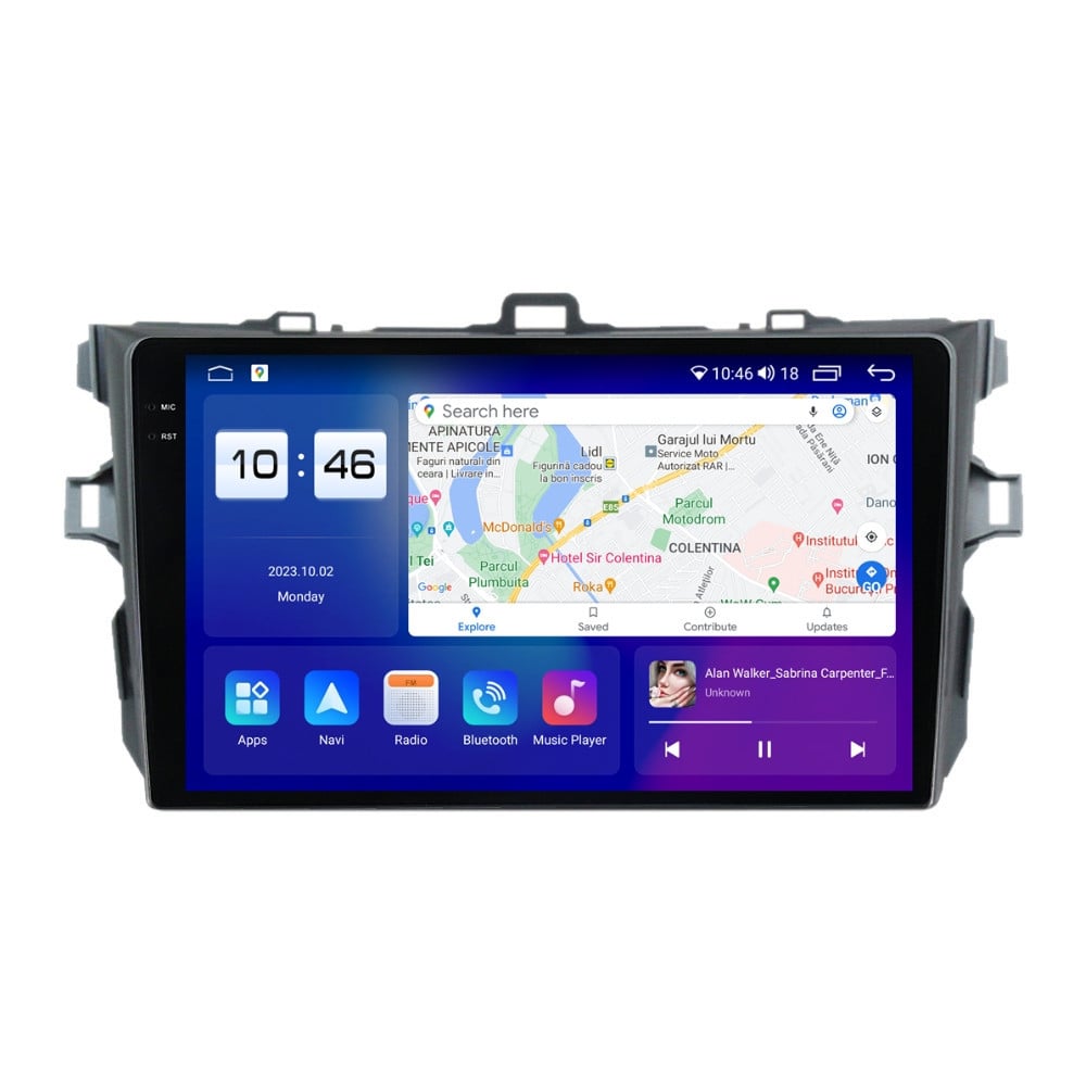 Navigatie dedicata cu Android Toyota Corolla 2007 - 2013, 4GB RAM, Radio GPS Dual Zone, Display 2K QLED 9.5