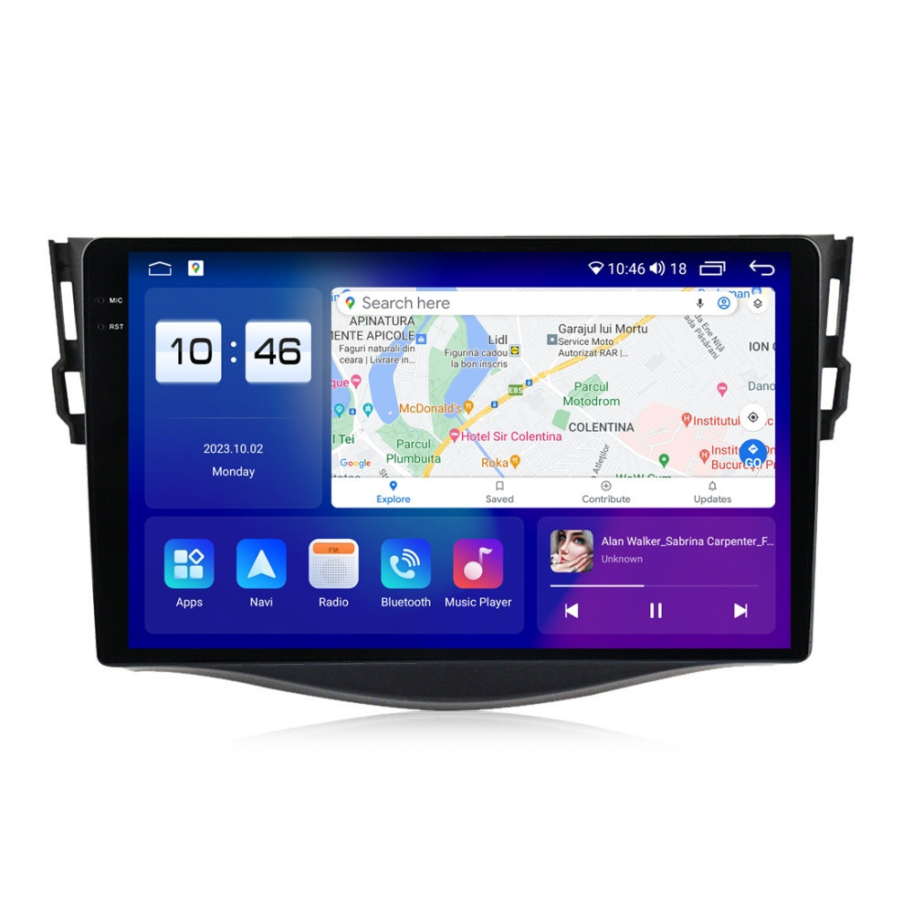 Navigatie dedicata cu Android Toyota Rav4 III 2005 - 2013, 4GB RAM, Radio GPS Dual Zone, Display 2K QLED 9.5