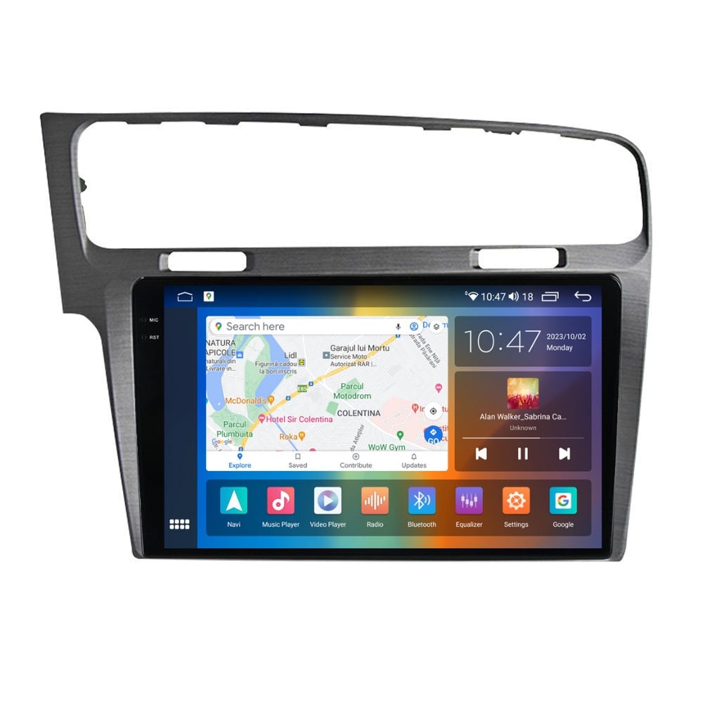 Navigatie dedicata cu Android VW Golf VII 2012 - 2019, argintiu, 8GB RAM, Radio GPS Dual Zone, Display 2K QLED 10.36