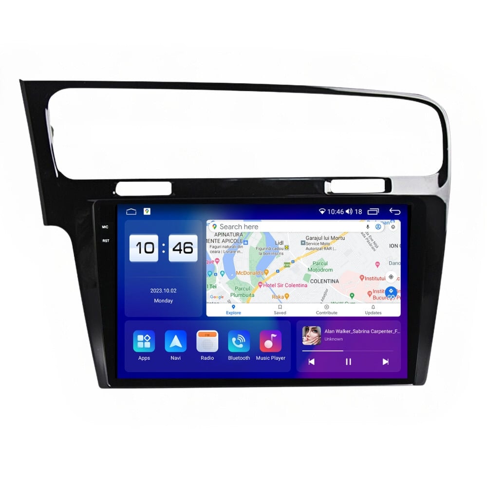 Navigatie dedicata cu Android VW Golf VII 2012 - 2019, negru, 4GB RAM, Radio GPS Dual Zone, Display 2K QLED 10.36