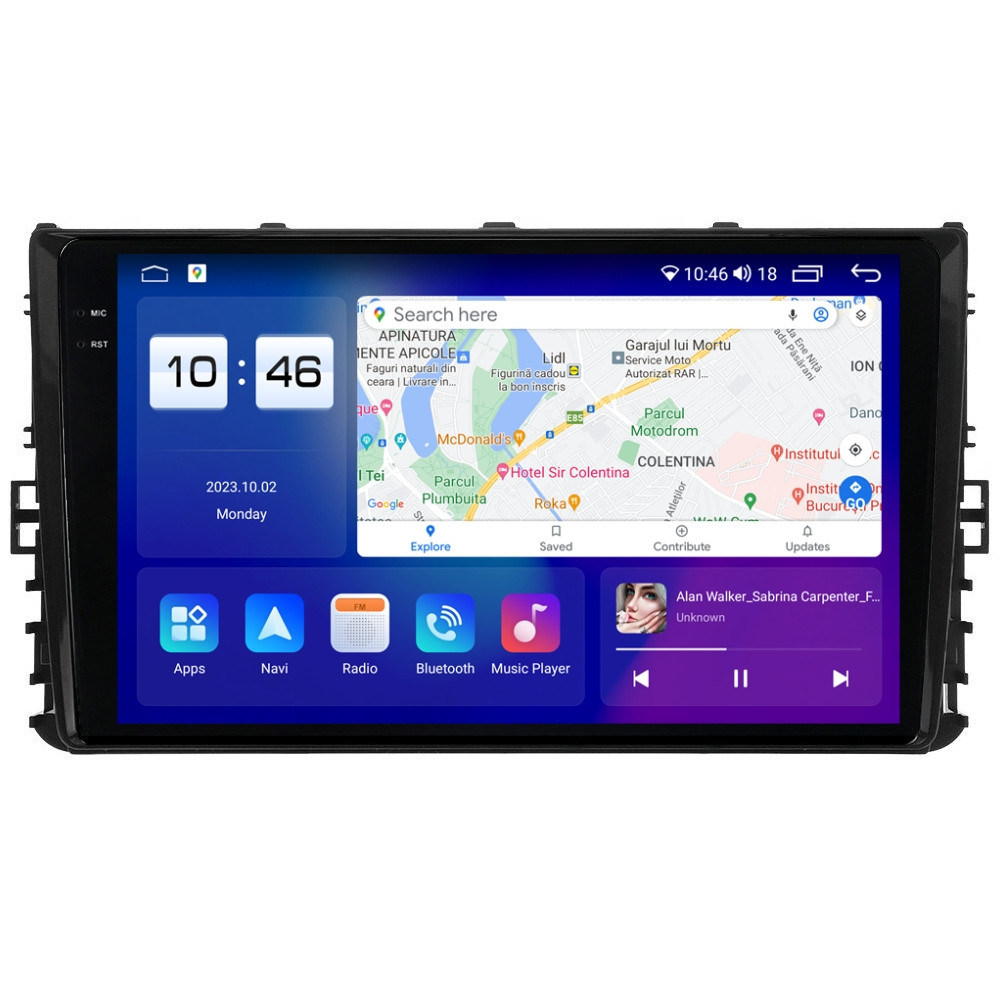 Navigatie dedicata cu Android VW T-Roc dupa 2017, 4GB RAM, Radio GPS Dual Zone, Display 2K QLED 9.5