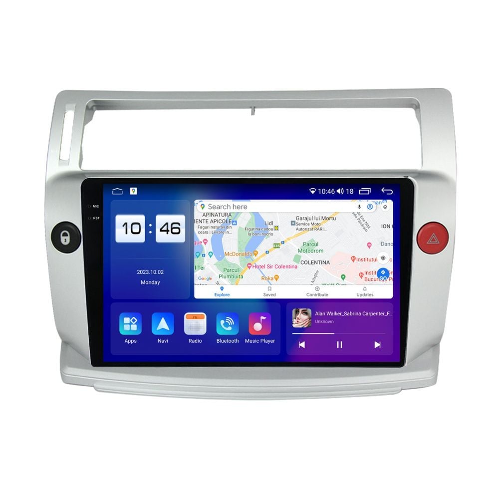 Navigatie dedicata cu Android Citroen C4 I 2004 - 2009, 4GB RAM, Radio GPS Dual Zone, Display 2K QLED 9.5