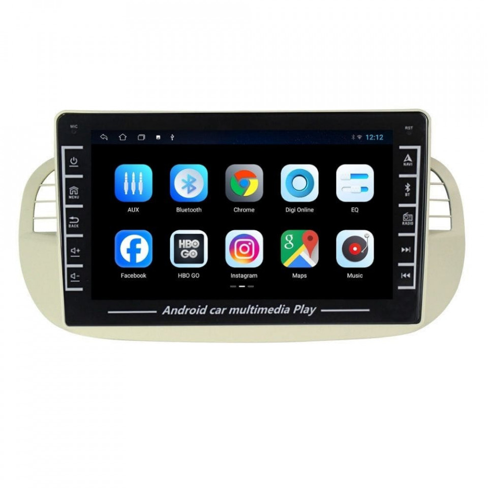 Navigatie dedicata cu Android Fiat 500 2007 - 2015, gri, 1GB RAM, Radio GPS Dual Zone, Display HD IPS 8