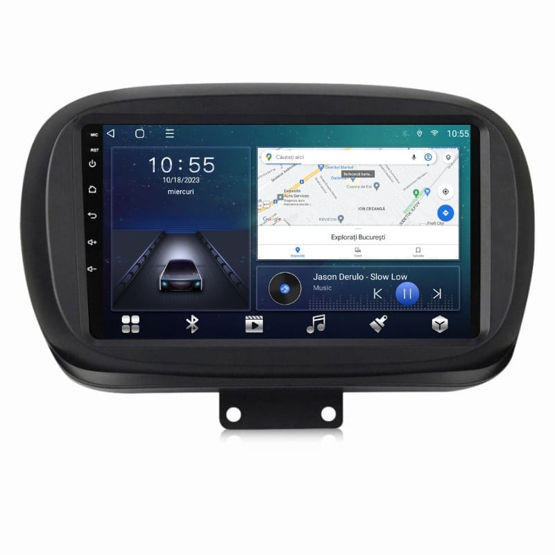 Navigatie dedicata cu Android Fiat 500X dupa 2014, 3GB RAM, Radio GPS Dual Zone, Display HD QLED 9