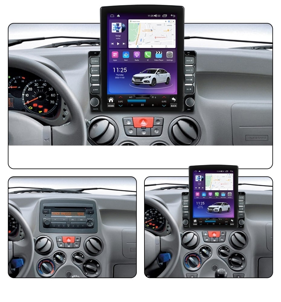 Navigatie dedicata cu Android Fiat Panda 2003 - 2012, 4GB RAM, Radio GPS Dual Zone, Touchscreen IPS 9.7