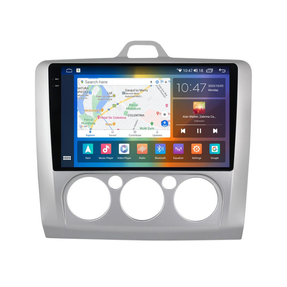 Navigatie dedicata cu Android Ford Focus II 2004 - 2011, clima manuala, 4GB RAM, Radio GPS Dual Zone, Display 2K QLED 9.5