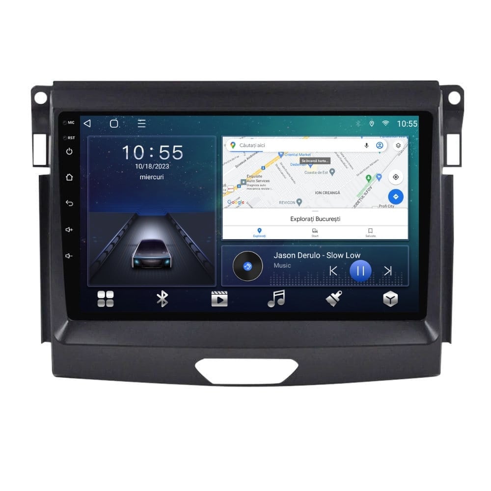 Navigatie dedicata cu Android Ford Ranger dupa 2015 fara navigatie originala, 3GB RAM, Radio GPS Dual Zone, Display HD QLED 9