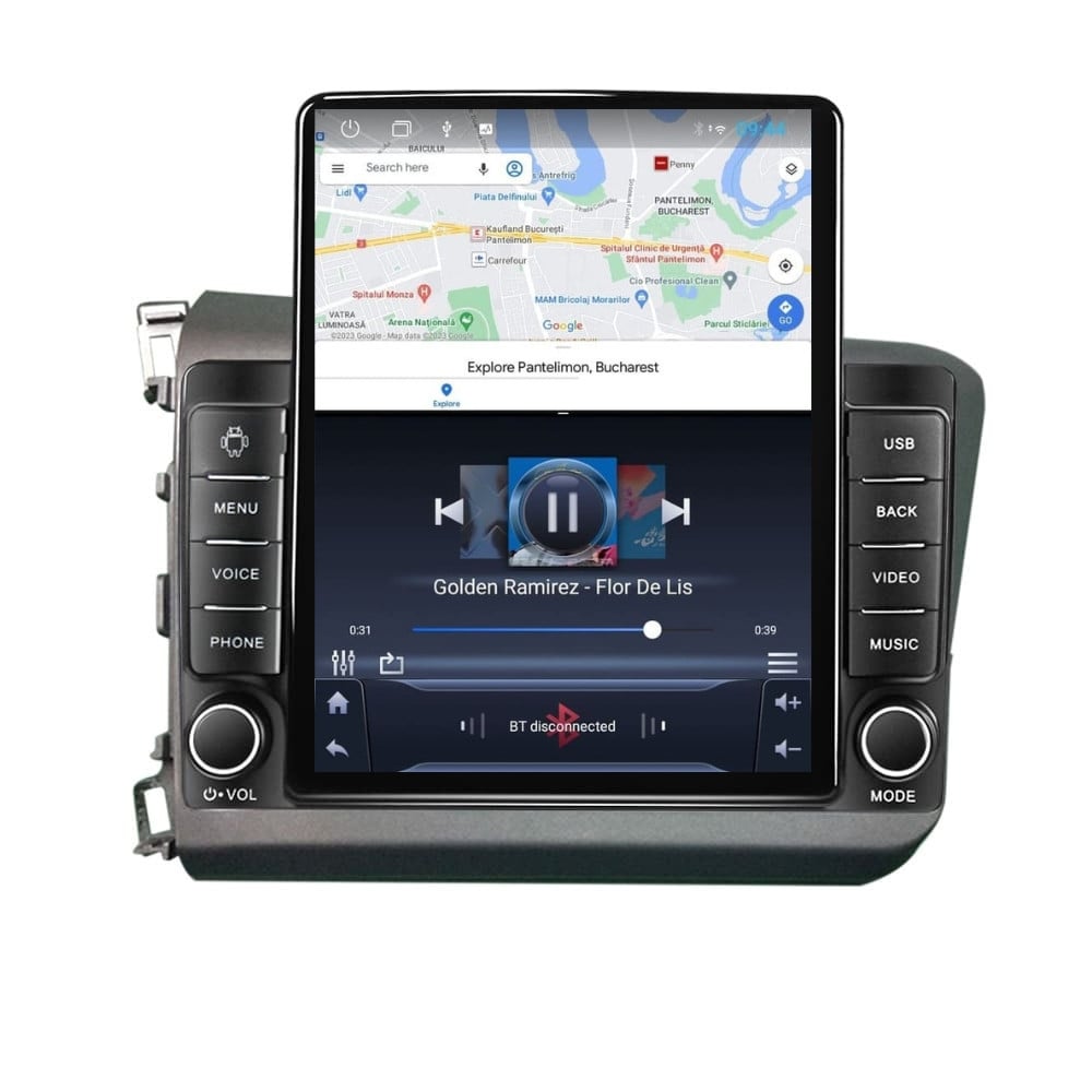 Navigatie dedicata cu Android Honda Civic IX Sedan 2011 - 2015, 1GB RAM, Radio GPS Dual Zone, Touchscreen IPS 9.7