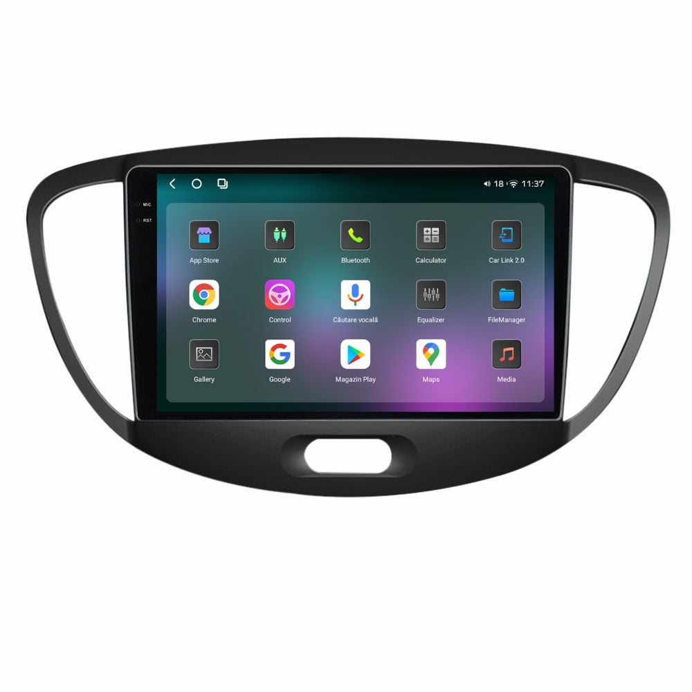 Navigatie dedicata cu Android Hyundai i10 2007 - 2013, 12GB RAM, Radio GPS Dual Zone, Display 2K QLED 9.5