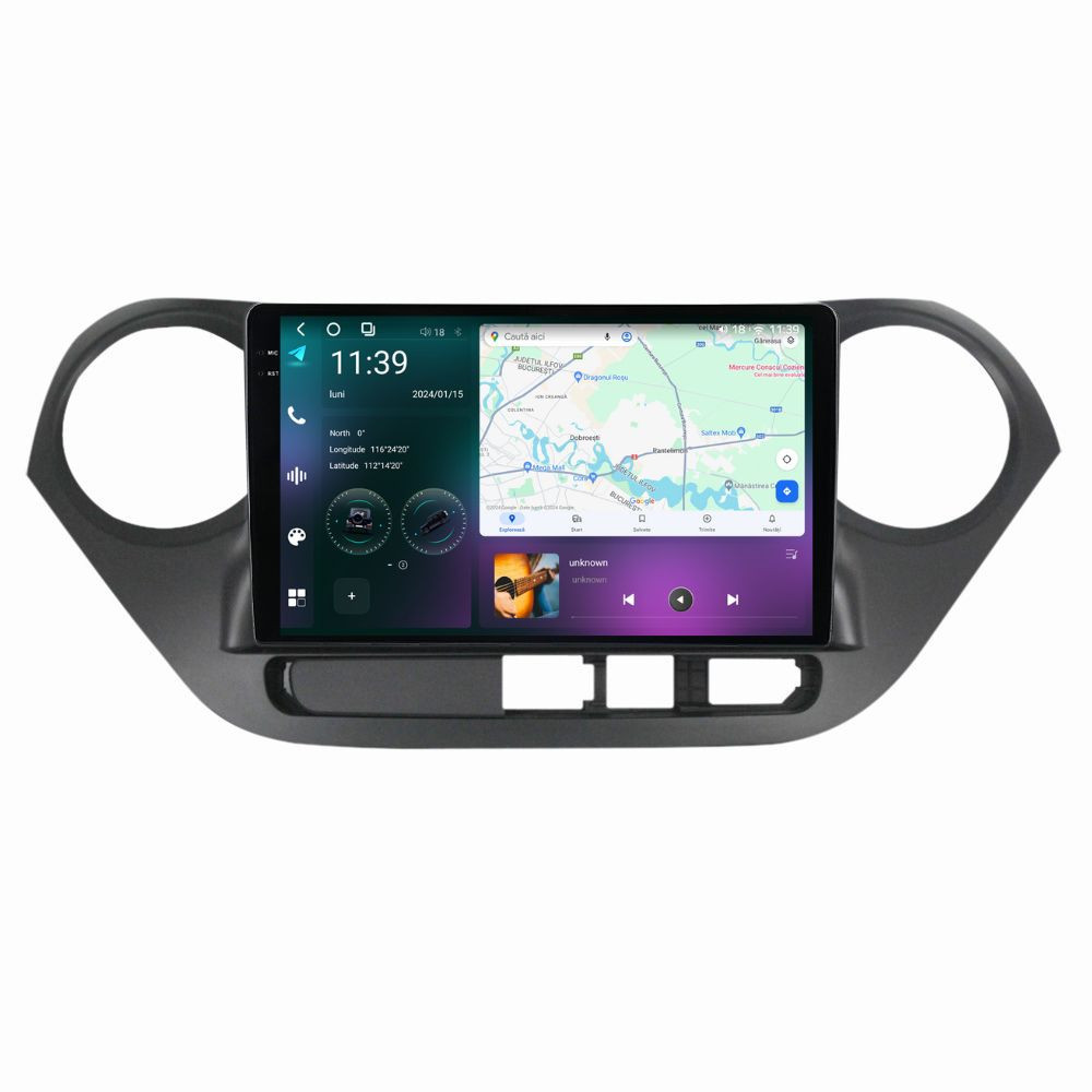 Navigatie dedicata cu Android Hyundai i10 2013 - 2019, 12GB RAM, Radio GPS Dual Zone, Display 2K QLED 9.5