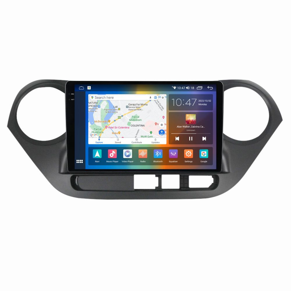 Navigatie dedicata cu Android Hyundai i10 2013 - 2019, 4GB RAM, Radio GPS Dual Zone, Display 2K QLED 9.5