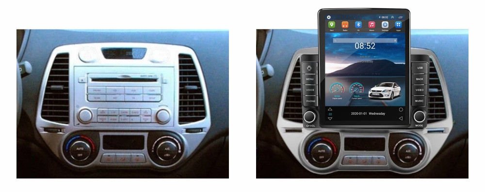 Navigatie dedicata cu Android Hyundai i20 2008 - 2012, clima automata, 1GB RAM, Radio GPS Dual Zone, Touchscreen IPS 9.7