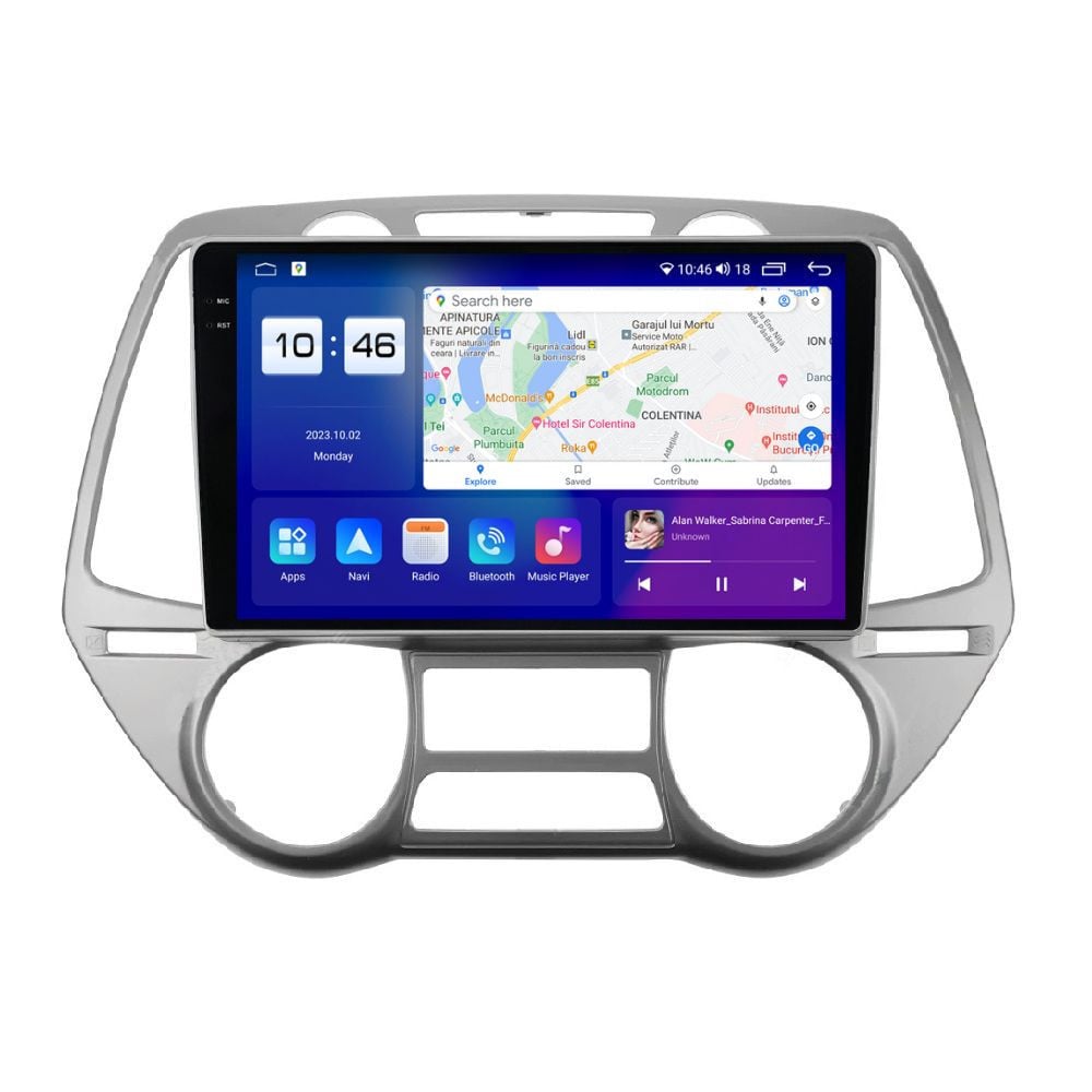 Navigatie dedicata cu Android Hyundai i20 2008 - 2012, clima automata, 4GB RAM, Radio GPS Dual Zone, Display 2K QLED 9.5