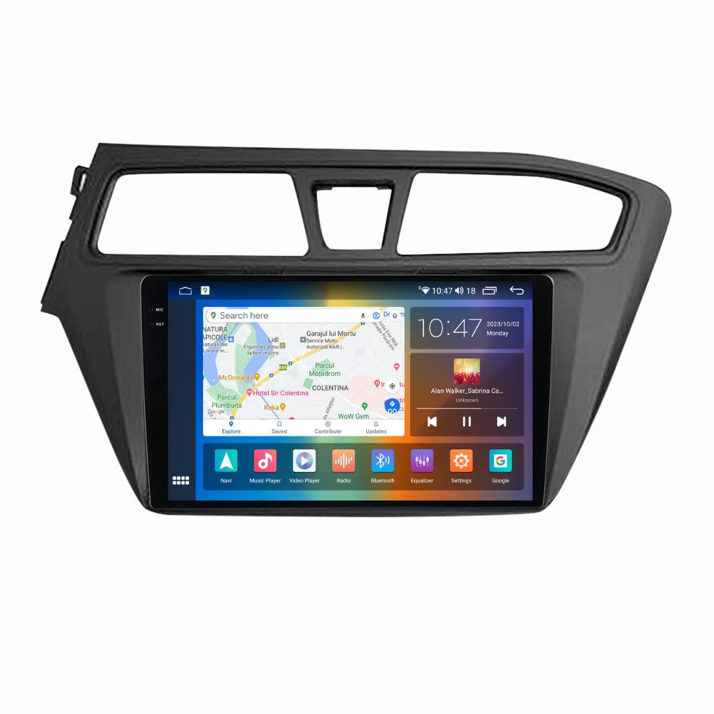 Navigatie dedicata cu Android Hyundai i20 2014 - 2018, 8GB RAM, Radio GPS Dual Zone, Display 2K QLED 9.5