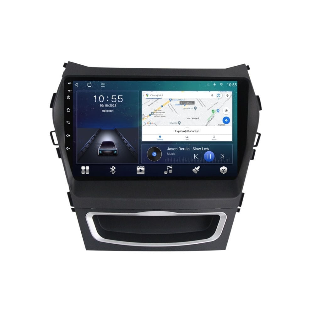 Navigatie dedicata cu Android Hyundai Santa Fe III / Grand Santa Fe 2012 - 2018, 3GB RAM, Radio GPS Dual Zone, Display HD QLED 9