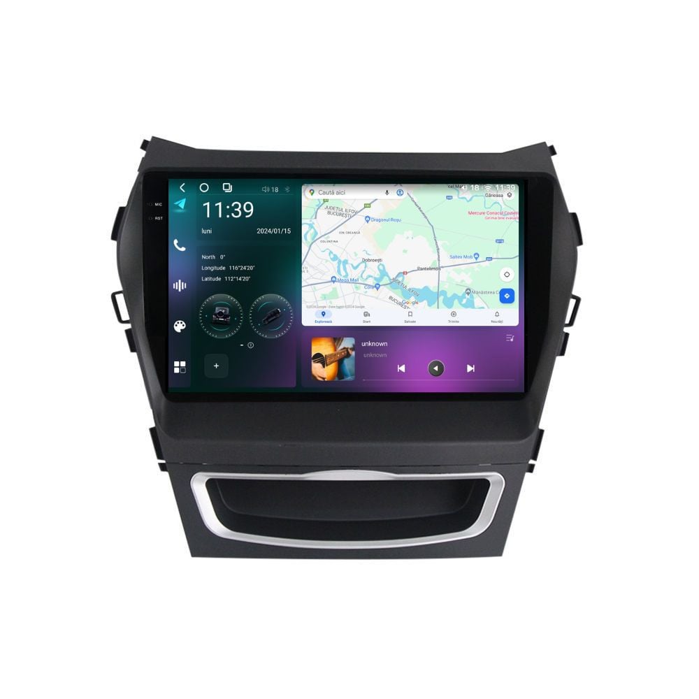 Navigatie dedicata cu Android Hyundai Santa Fe III / Grand Santa Fe 2012 - 2018, 12GB RAM, Radio GPS Dual Zone, Display 2K QLED 9.5