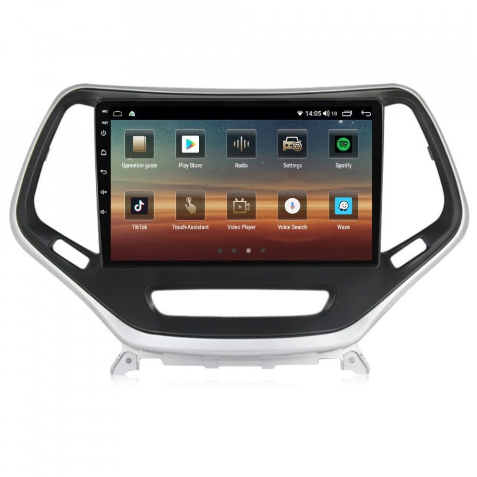 Navigatie dedicata cu Android Jeep Cherokee V 2014 - 2019, 6GB RAM, Radio GPS Dual Zone, Display HD QLED 10