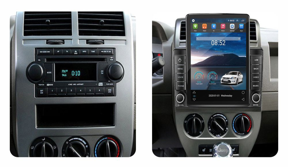 Navigatie dedicata cu Android Jeep Compass I 2006 - 2010, 2GB RAM, Radio GPS Dual Zone, Touchscreen IPS 9.7