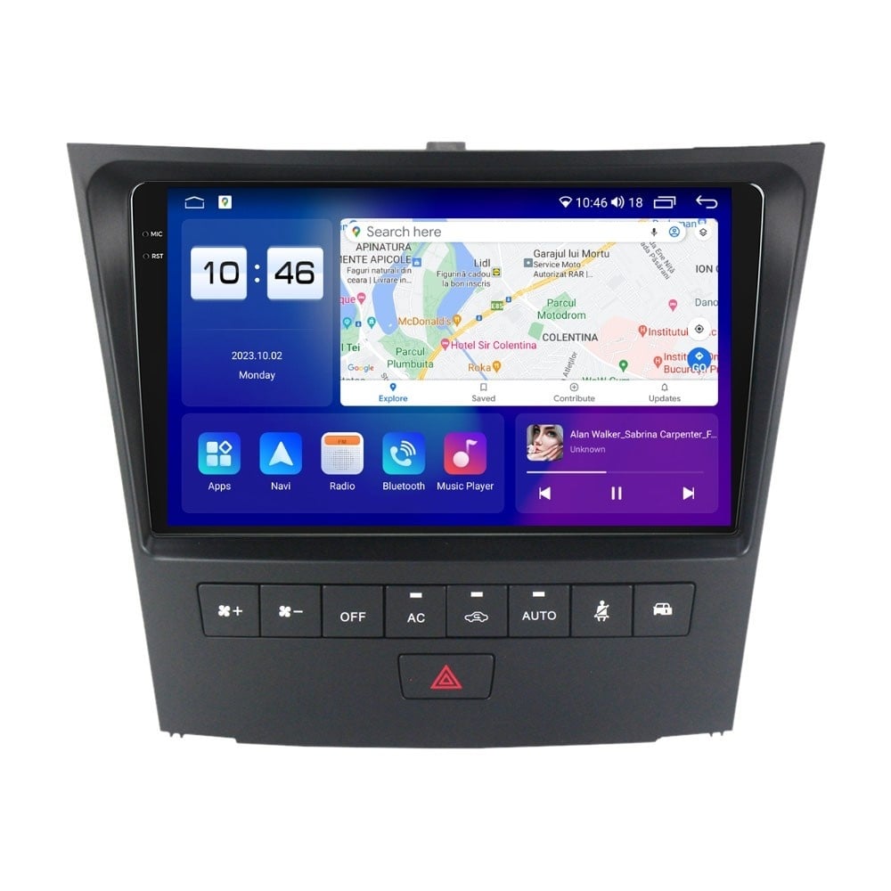 Navigatie dedicata cu Android Lexus GS 2005 - 2013, 8GB RAM, Radio GPS Dual Zone, Display 2K QLED 9.5