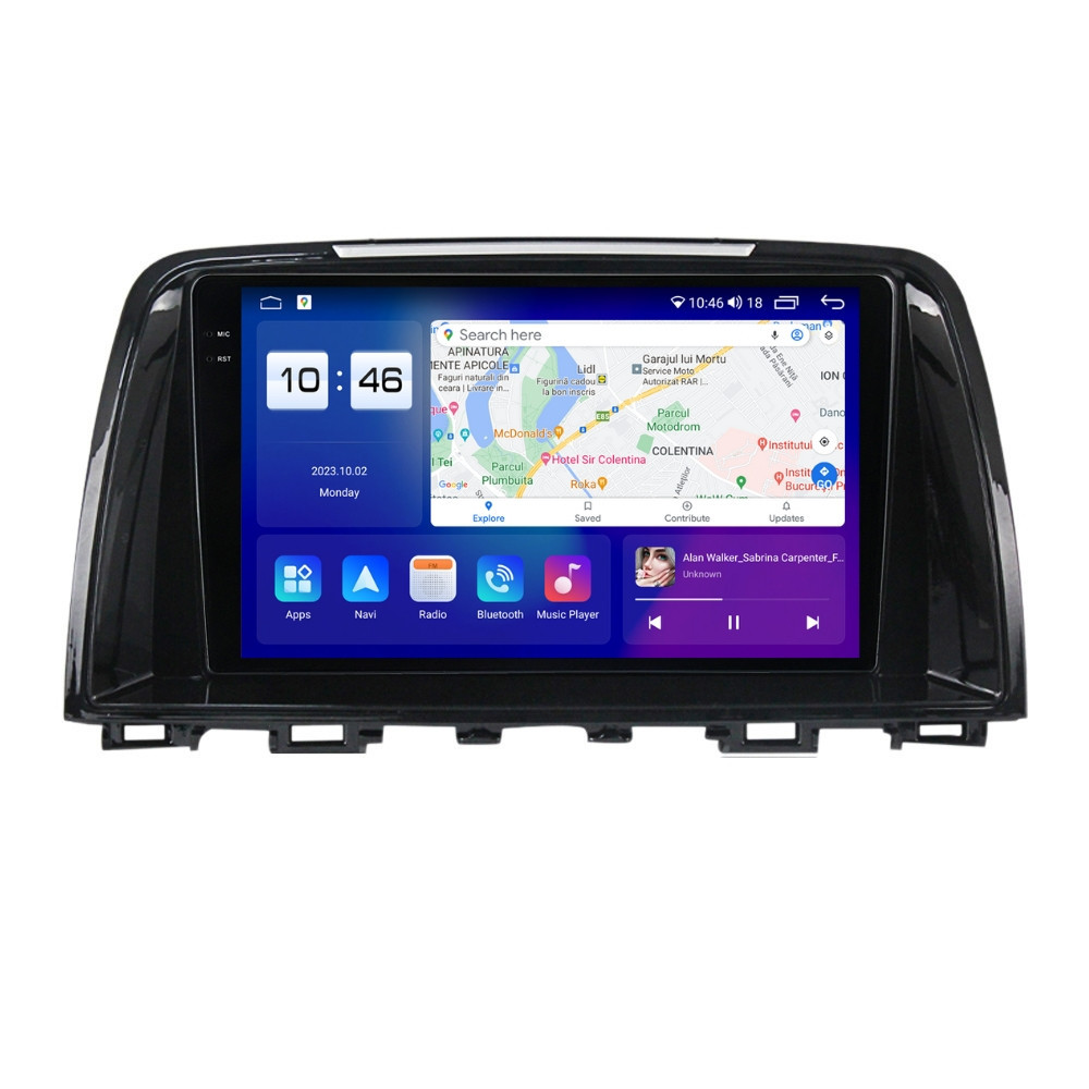 Navigatie dedicata cu Android Mazda 6 2013 - 2015, 8GB RAM, Radio GPS Dual Zone, Display 2K QLED 9.5