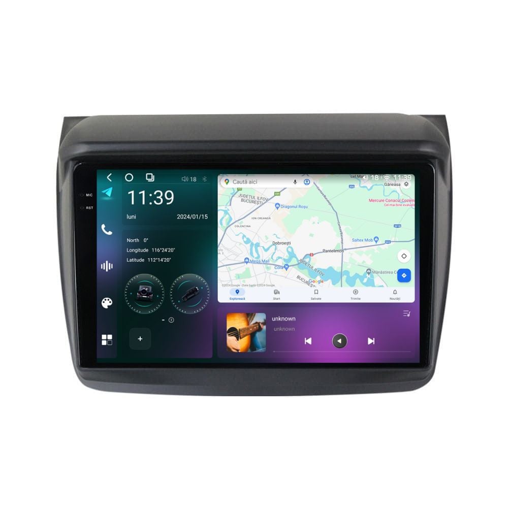 Navigatie dedicata cu Android Mitsubishi L200 2005 - 2015, 12GB RAM, Radio GPS Dual Zone, Display 2K QLED 9.5