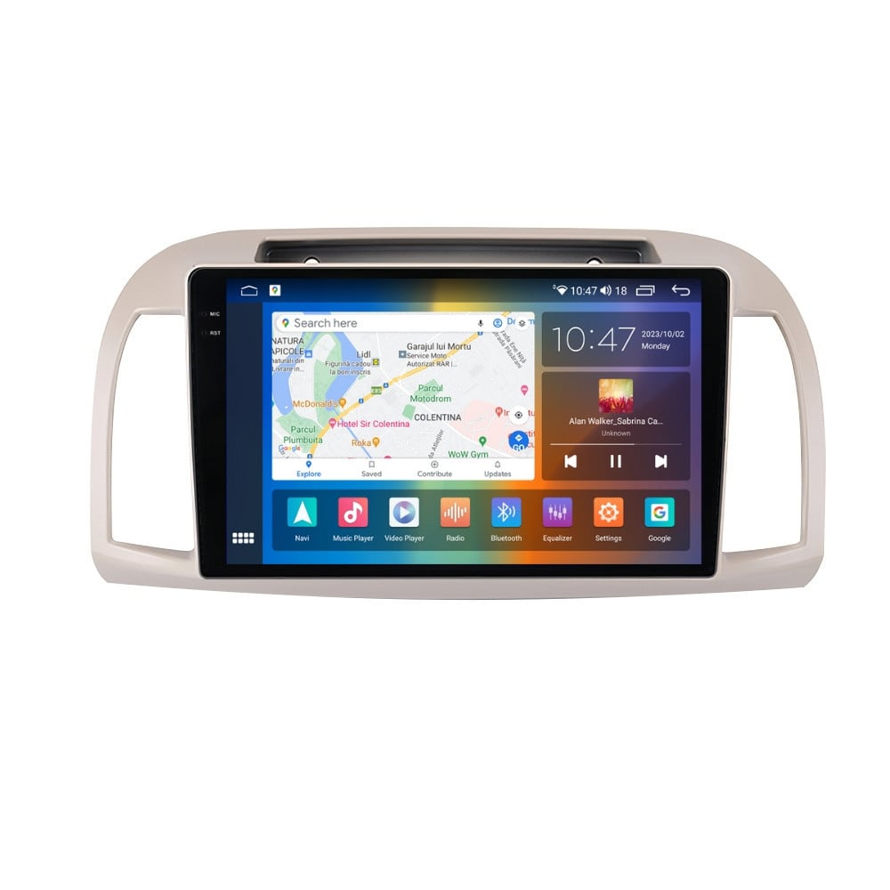 Navigatie dedicata cu Android Nissan Micra III 2003 - 2010, 4GB RAM, Radio GPS Dual Zone, Display 2K QLED 9.5